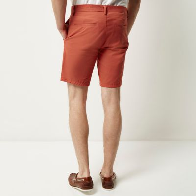 Orange slim fit shorts